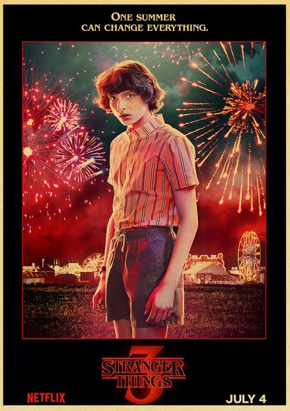 Pembe Tarzı 42X30CM Popüler H Tv Dizisi Vintage Kraft Kağıt Poster Stranger Şeyler Serisi Ana Karakter Etiket Ev Duvar Yaratıcı Dekor Için (Yurt Dışından)