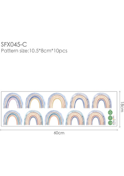 SFX045-C Stili 60X18CM Sevimli Gökkuşağı Duvar Sticker Çocuk Odası Ev Dekorasyon Hediyeler Için Karikatür Desen Çıkartması Kreş 3D Sanat Duvar Kağıdı Posteri (Yurt Dışından)
