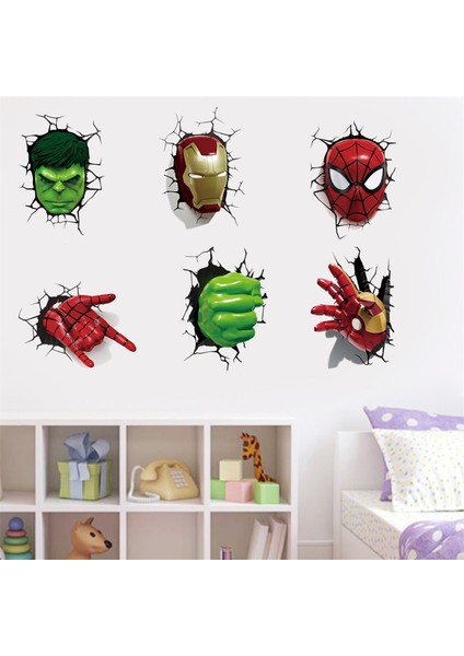 No.2 Tarzı 3D Hulk Örümcek Adam Duvar Kağıdı Etiket Çocuk Odası Çocuk Yatak Odası Kendinden Yapışkanlı Ev Duvar Dekorasyonu Vinil Çıkartmaları Avengers Duvar (Yurt Dışından)