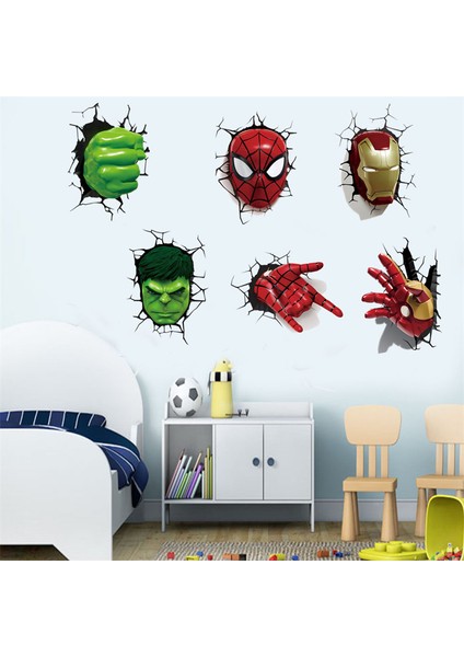 No.2 Tarzı 3D Hulk Örümcek Adam Duvar Kağıdı Etiket Çocuk Odası Çocuk Yatak Odası Kendinden Yapışkanlı Ev Duvar Dekorasyonu Vinil Çıkartmaları Avengers Duvar (Yurt Dışından)