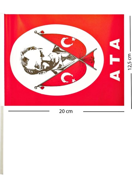 Küçük Boy Çıtalı Bayrak Atatürk ve Türk Bayraklı Çıtalı Bayrak - 5 Adet