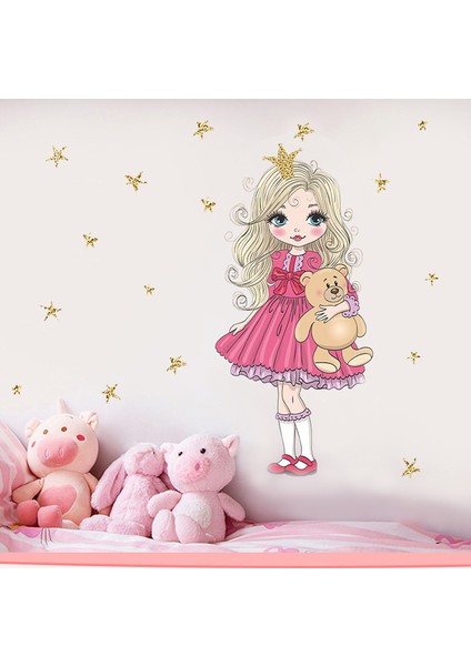 Q Stili Karikatür Küçük Prenses ve Tek Boynuzlu At Duvar Çıkartmaları Vinil Dekoratif Duvar Çıkartmaları Kreş Duvar Posteri Bebek Kız Yatak Odası Dekorasyon (Yurt Dışından) indirimleri