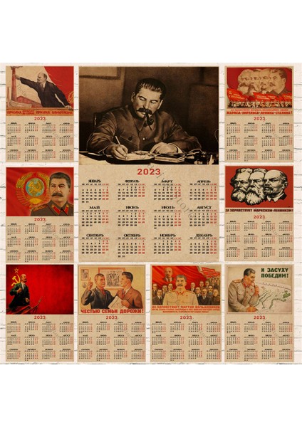 Kumral Stili 21X30CM Yeni Rus Versiyonu Kraft Kağıt Posterler Sovyetler Birliği Sscb Başkanı Stalin Marx Lealendar Sticker Ev Dekor (Yurt Dışından) fiyatları