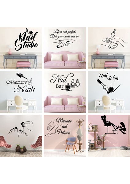 STIL11 Tarzı Xl Boyutu Yaratıcı Tırnak Salonu Sanat Vinil Duvar Çıkartmaları Duvar Çıkartmaları Tırnak Salonu Odası Dekorasyon Çıkartması Duvar Kağıdı Posteri Duvar Dekor (Yurt Dışından) fiyatları