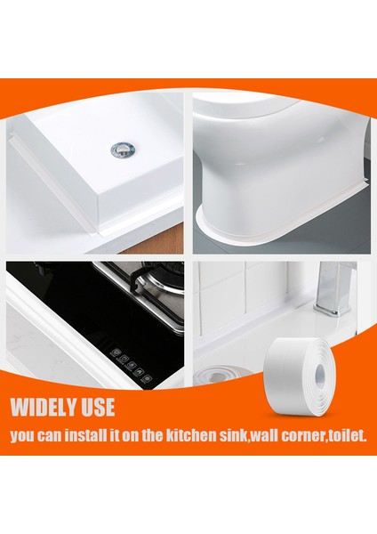 Beyaz Stil 320X2,2 cm Pvc Su Geçirmez Duvar Etiket Kendinden Yapışkanlı Lavabo Soba Çatlak Şerit Mutfak Banyo Küveti Köşe Sızdırmazlık Bandı Su Geçirmez (Yurt Dışından) indirimleri