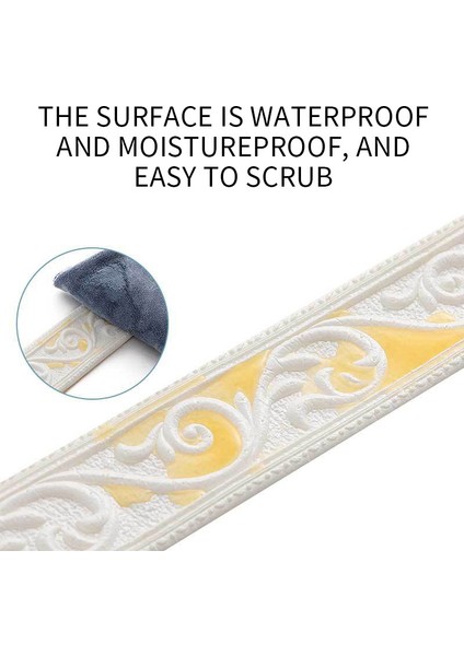 A4-Sarı Tarzı 115CM 3D Duvar Trim Hattı Süpürgelik Sınır Kendinden Yapışkanlı Su Geçirmez Süpürgelik Duvar Kağıdı Duvar Sticker Oturma Odası Ev Dekorasyonu Için (Yurt Dışından)