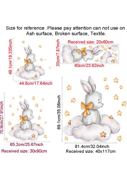 CT357-8 Tarzı 40X117CM Karikatür Tavşan Ay ve Yıldızlar Duvar Çıkartmaları Çocuk Odası Için Bebek Odası Dekorasyon Hayvanlar Duvar Çıkartmaları Kız Erkek Yatak Odası Duvar Kağıdı (Yurt Dışından)