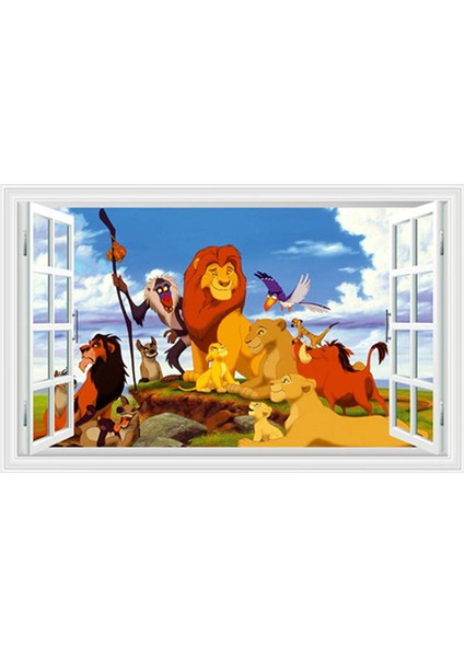 AW3006 Tarzı 70CMX50CMX1 Adet Aslan Karikatür Duvar Çıkartmaları Hayvan Kralı Sahte 3D Pencere Vinil Duvar Çıkartmaları Çocuk Odası Dekorasyon Anime Posteri Duvar Kağıdı 70*50 cm (Yurt Dışından) fiyatları
