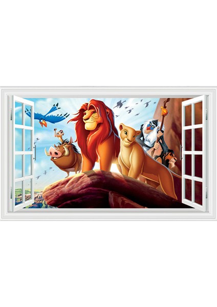 AW3006 Tarzı 70CMX50CMX1 Adet Aslan Karikatür Duvar Çıkartmaları Hayvan Kralı Sahte 3D Pencere Vinil Duvar Çıkartmaları Çocuk Odası Dekorasyon Anime Posteri Duvar Kağıdı 70*50 cm (Yurt Dışından) modelleri