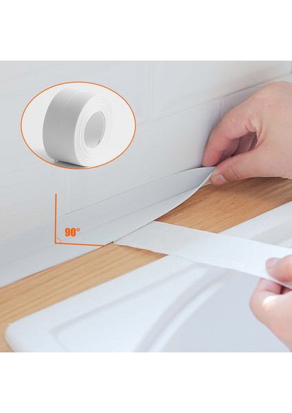 Bej Tarzı 100X2.2CM Pvc Su Geçirmez Duvar Etiket Kendinden Yapışkanlı Lavabo Soba Çatlak Şerit Mutfak Banyo Küveti Köşe Sızdırmazlık Bandı Su Geçirmez (Yurt Dışından)