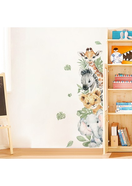 SL6661A Stili Kapı Çıkartmaları Sevimli Orman Hayvanları Fil Zürafa Suluboya Duvar Sticker Çocuk Odası Için Bebek Kreş Odası Çıkartmaları Ev Dekor (Yurt Dışından) indirimleri