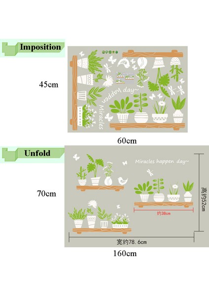 16,5X25CM Stili Duvar Dekorasyon Çıkartmaları Çiçek Saksı Saksı Dükkanı Cam Kapi Pencere Duvar Çıkartmaları Çıkarılabilir Kendinden Yapışkanlı Pvc Çıkartmaları (Yurt Dışından)