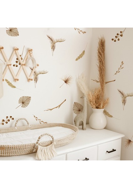 PA256 Stili Boho Kuru Çiçek Duvar Çıkartmaları Oturma Odası Çocuk Odası Mutfak Duvar Çıkartması Bebek Kreş Resimleri Sanat Iskandinav Ev Dekorasyonu (Yurt Dışından)