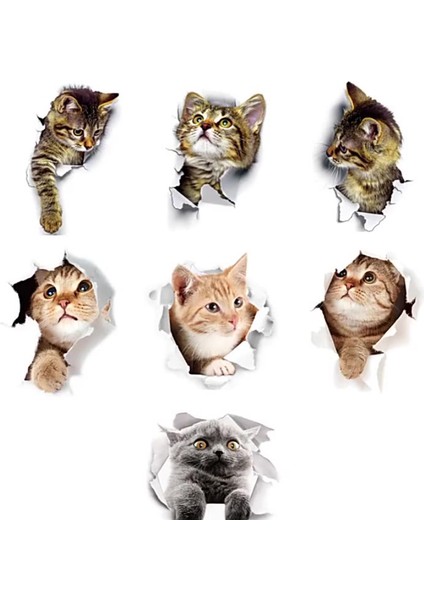 XP2004 Stili Sunchamo Sevimli Kedi 3D Kırık Tuvalet Etiket Duvar Çıkartmaları Buzdolabı Araba Koltuğu Dıy Oturma Banyo Odası Ev Dekor Wallstickers Yatak Odası (Yurt Dışından) fiyatları