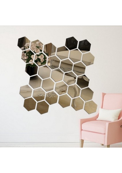 Mavi Stil 46X40X23MM D Altıgen Ayna Duvar Çıkartmaları Çıkarılabilir Dıy Sanat Ev Dekor Oturma Yemek Odası Dekoratif Akrilik Duvar Çıkartmaları 6 Renk (Yurt Dışından) modelleri