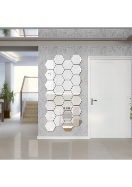 Mavi Stil 46X40X23MM D Altıgen Ayna Duvar Çıkartmaları Çıkarılabilir Dıy Sanat Ev Dekor Oturma Yemek Odası Dekoratif Akrilik Duvar Çıkartmaları 6 Renk (Yurt Dışından) indirimleri