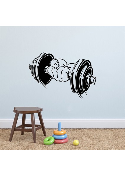 Siyah Stil 42X29CM Fitness Spor Salonu Spor Barbell Desen Duvar Sticker Vinil Iç Tasarım Odası Spor Kulübü Dekor Çıkartmaları Çıkarılabilir Dekorasyon Duvar (Yurt Dışından)
