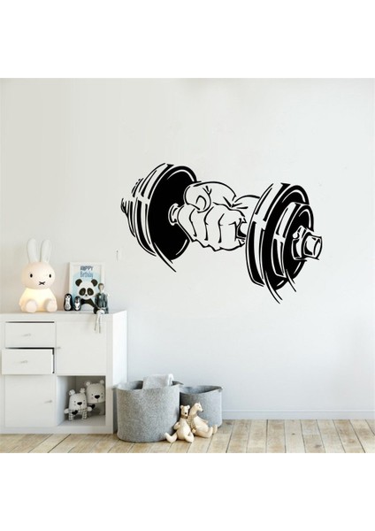 Siyah Stil 42X29CM Fitness Spor Salonu Spor Barbell Desen Duvar Sticker Vinil Iç Tasarım Odası Spor Kulübü Dekor Çıkartmaları Çıkarılabilir Dekorasyon Duvar (Yurt Dışından) fiyatları