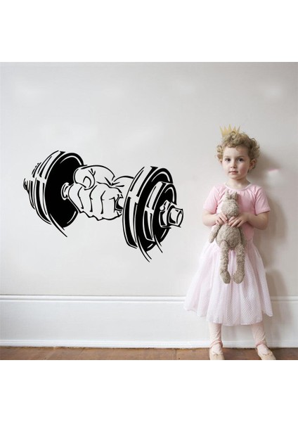 Siyah Stil 42X29CM Fitness Spor Salonu Spor Barbell Desen Duvar Sticker Vinil Iç Tasarım Odası Spor Kulübü Dekor Çıkartmaları Çıkarılabilir Dekorasyon Duvar (Yurt Dışından) fırsatları