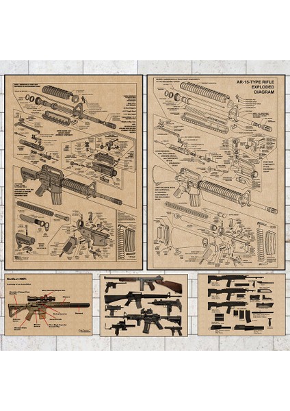 Mavi Stil 42X30CM Ar-15-Tipi Tüfek Patlatılmış Diyagramı Vintage Kraft Kağıt Poster Modern Saldırı Tüfeği Sökme Diyagramı Etiket Bar Sanat Dekoru (Yurt Dışından) fiyatları