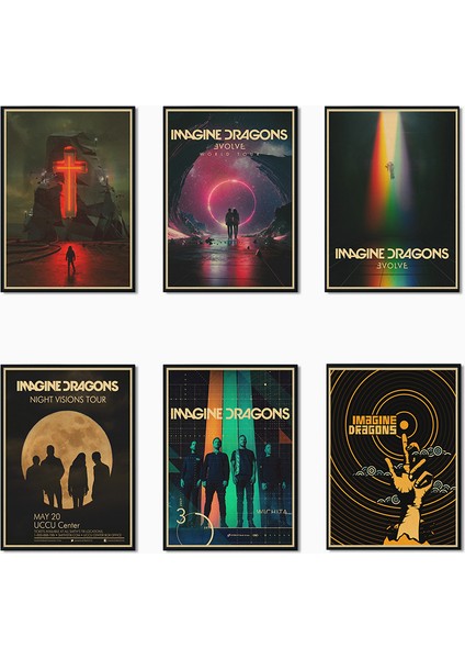 No.3 Tarzı 30X21CM Imagine Dragons Rock Grubu Müzik Kraft Kağıt Poster Vintage Yüksek Li Baskı Çizim Çekirdek Dekoratif Boyama (Yurt Dışından)