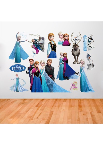 No.4 Stili Canlı Karikatür Dondurulmuş Duvar Çıkartmaları Çocuk Odası Yatak Odası Dıy Duvar Dekorasyon Çıkartmaları 3D Anna Prenses Film Afişleri (Yurt Dışından)