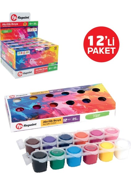 Akrilik Boya 6lı Paket 25ml P-1247 12 Renk