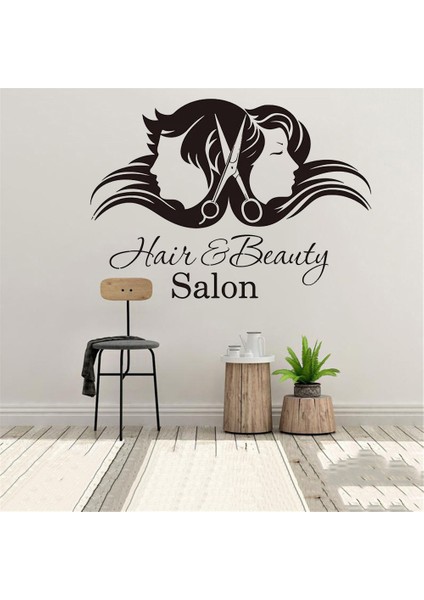Siyah Stil 59X42CM Saç ve Güzellik Salonu Duvar Sticker Vinil Pencere Dekor Berber Dükkanı Burcu Saç Modeli Berber Duvar Çıkartmaları Çıkarılabilir Duvar Resimleri (Yurt Dışından)