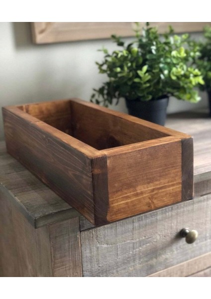 Ahşap Saksı Sukulent Kaktüs Veya Organizer Çok Amaçlı Kutu