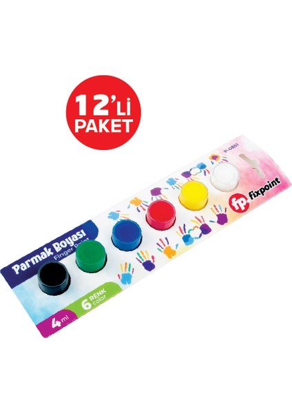Parmak Boya 6 Renk 4 ml P-0851 12LI Paket Fixpoint