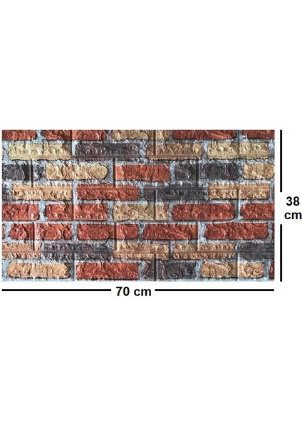 Renkli Duvarlar Kırmızı Siyah Çok Renkli Tuğla Ev Ofis Kendinden Yapışkanlı Duvar Paneli Kağıdı NW62 70X38CM 1 Adet