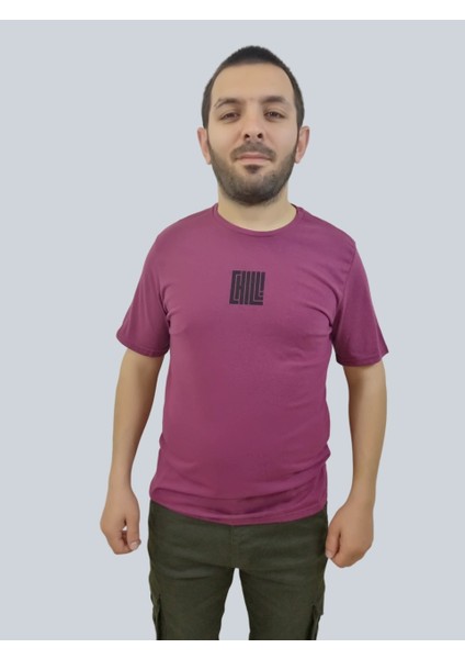 Erkek Chıll Sıfır Yaka Basic Mürdüm Tişört