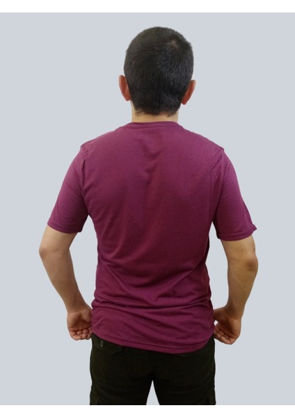 Erkek Chıll Sıfır Yaka Basic Mürdüm Tişört
