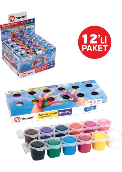 Parmak Boya 12LI 25ML P-0912 12LI Paket Fixpoint