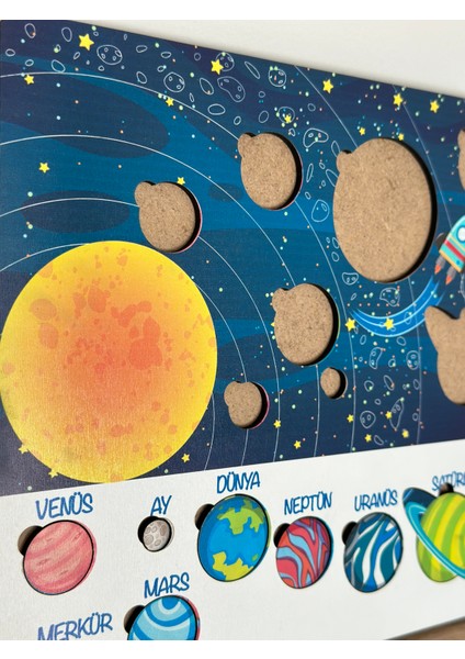 Gezegenler Bul Tak Öğrenme Eşleme Oyunu, Gezegenler Eğitici Oyuncak, Montessori Eğitim Oyuncak