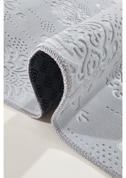 Kaymaz Tabanlı Kesme Kabartmalı Salon Koridor Mutfak Hali Gri Yolluk Ymr 9025 Gri modelleri