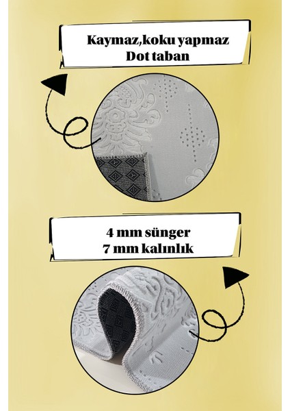 Kaymaz Tabanlı Kesme Kabartmalı Salon Koridor Mutfak Hali Gri Yolluk Ymr 9025 Gri fırsatları