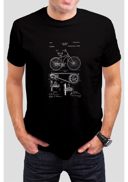 Bicycle Baskılı Siyah Unisex Tişört C32