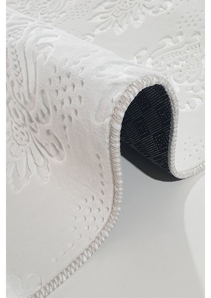 Kaymaz Tabanlı Kesme Kabartmalı Salon Koridor Mutfak Hali Krem Yolluk Ymr 9025 Krem modelleri