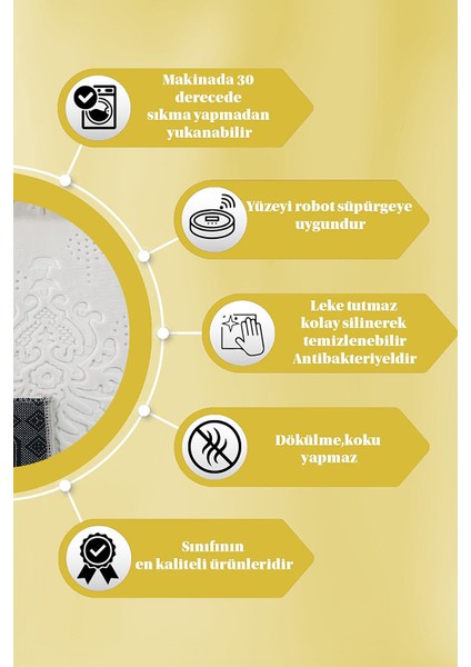 Kaymaz Tabanlı Kesme Kabartmalı Salon Koridor Mutfak Hali Krem Yolluk Ymr 9025 Krem indirimleri