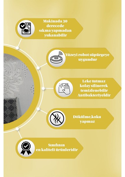 Kaymaz Tabanlı Kesme Kabartmalı Salon Koridor Mutfak Hali Gri Yolluk Ymr 9025 Gri indirimleri