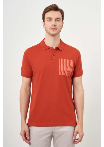 Erkek Tarçın Trend Compact Düz Pike Polo Yaka T-Shirt