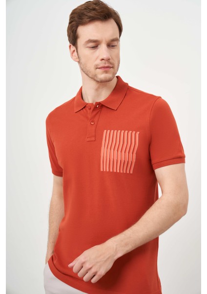 Erkek Tarçın Trend Compact Düz Pike Polo Yaka T-Shirt