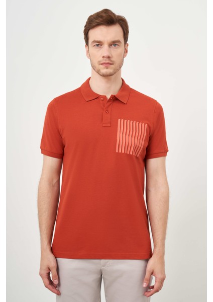 Erkek Tarçın Trend Compact Düz Pike Polo Yaka T-Shirt