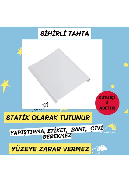 Sihirli Kağıt Tahta 1 Beyaz 1 Şeffaf 100X100 cm + Kalem