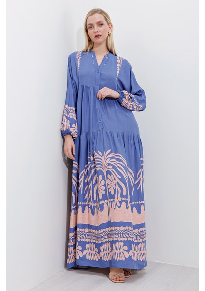 2423 Otantik Desenli Elbise - Y.indigo fiyatları