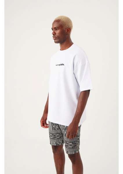 Erkek Hard To Explain Oversize Beyaz T-Shirt fiyatları