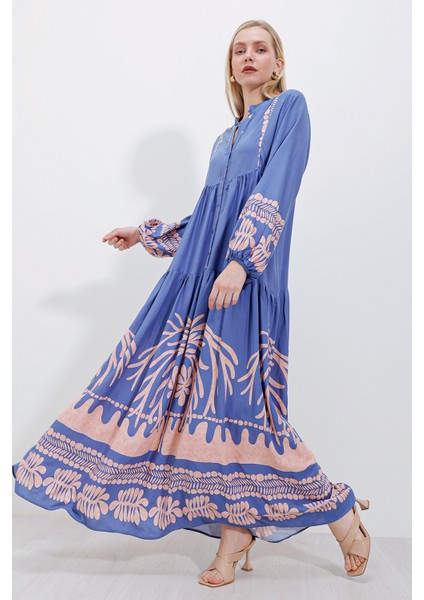 2423 Otantik Desenli Elbise - Y.indigo fırsatları