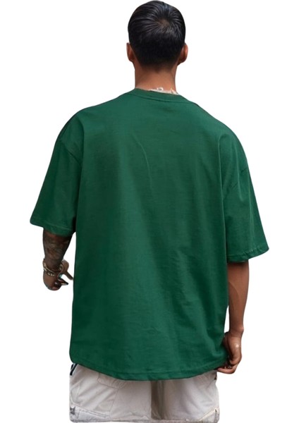Erkek No More Love Oversize Koyu Yeşil T-Shirt fiyatları