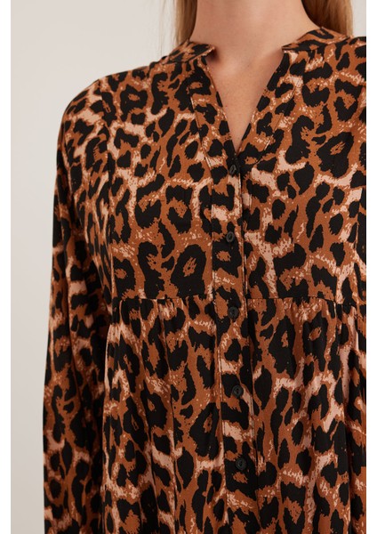 Kadın Kahverengi Bej Viskon Tesettür Elbise 2423 modelleri